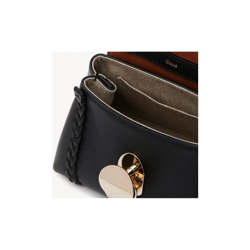 Chloe Grained Calfskin Crossbody Bag Shoulder Bag Mini Women's Black-4