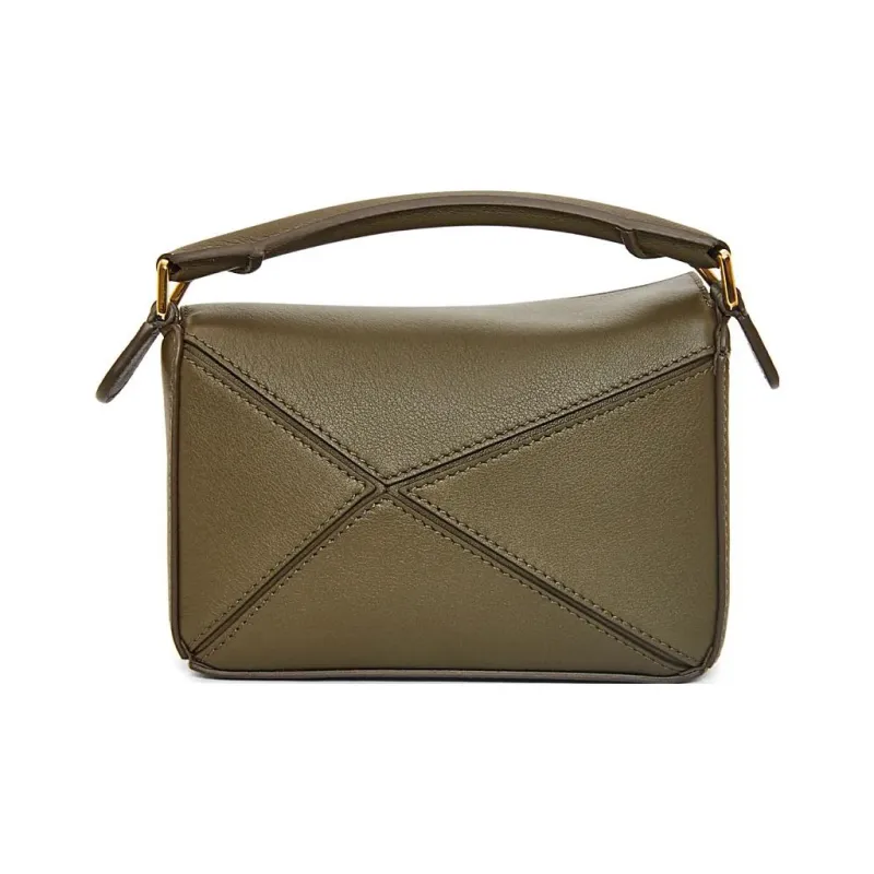 LOEWE Puzzle Cow Leather Geometric Bag Puzzle Bag Handbag Shoulder Bag Crossbody Bag Mini Women's Dark Khaki Green-4