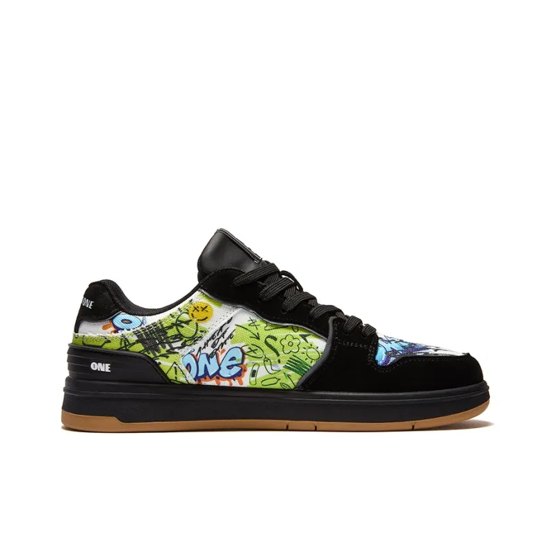 A1 Graffiti Collection Coverage Abrasion Resistant Low Top Skateboard Shoes Unisex-19