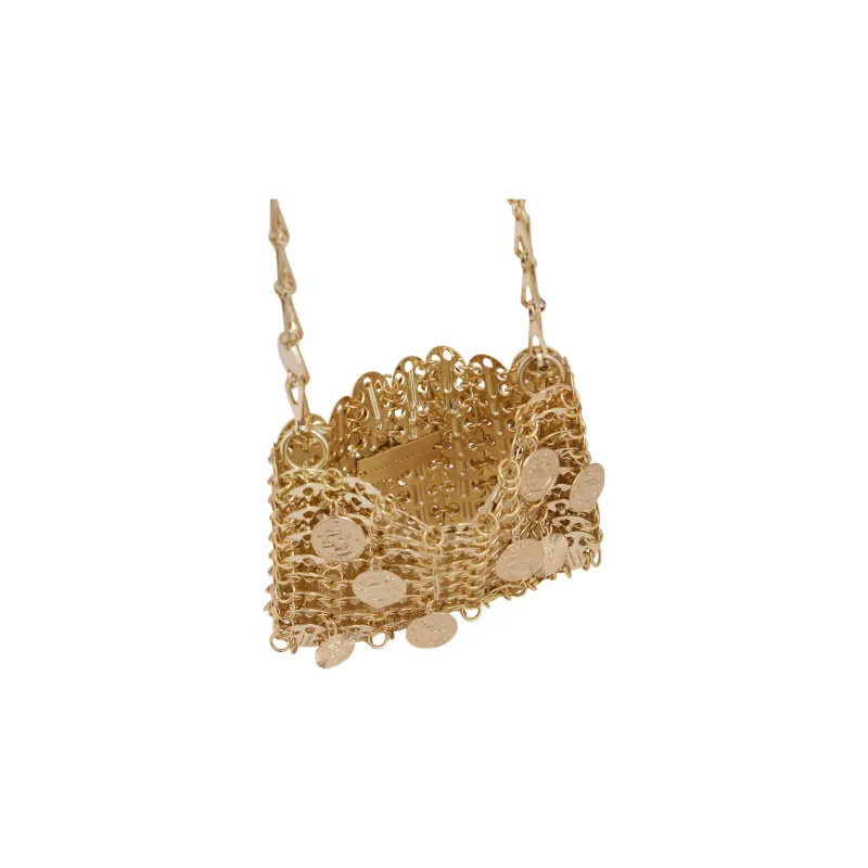 Paco Rabanne Brass Portable Crossbody Bag Shoulder Bag Women's Gold-3