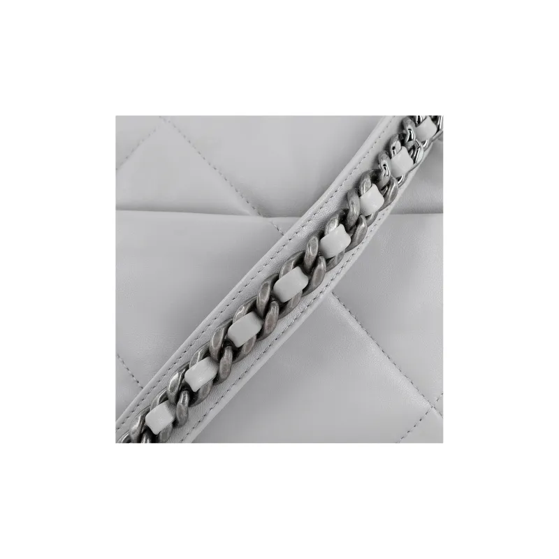 CHANEL Lambskin & Metal Shoulder Bag, Crossbody Bag Trumpets Women's Gray-3