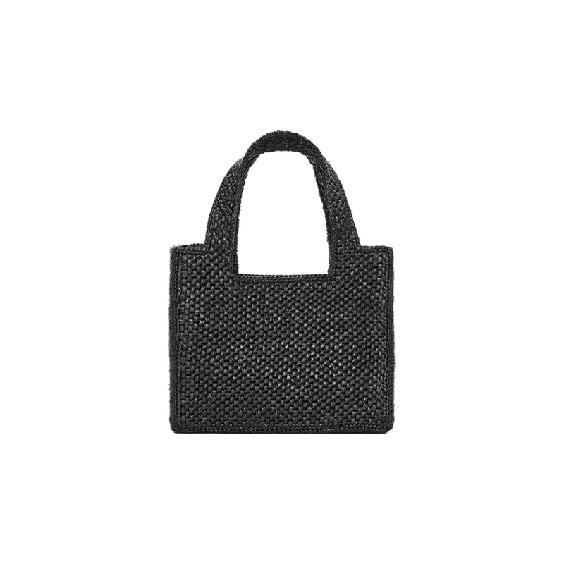 LOEWE Raffia Fiber Tote Bag, Shopping Bag, Shoulder Bag, Crossbody Bag, Handbag Mini Women's Black-3