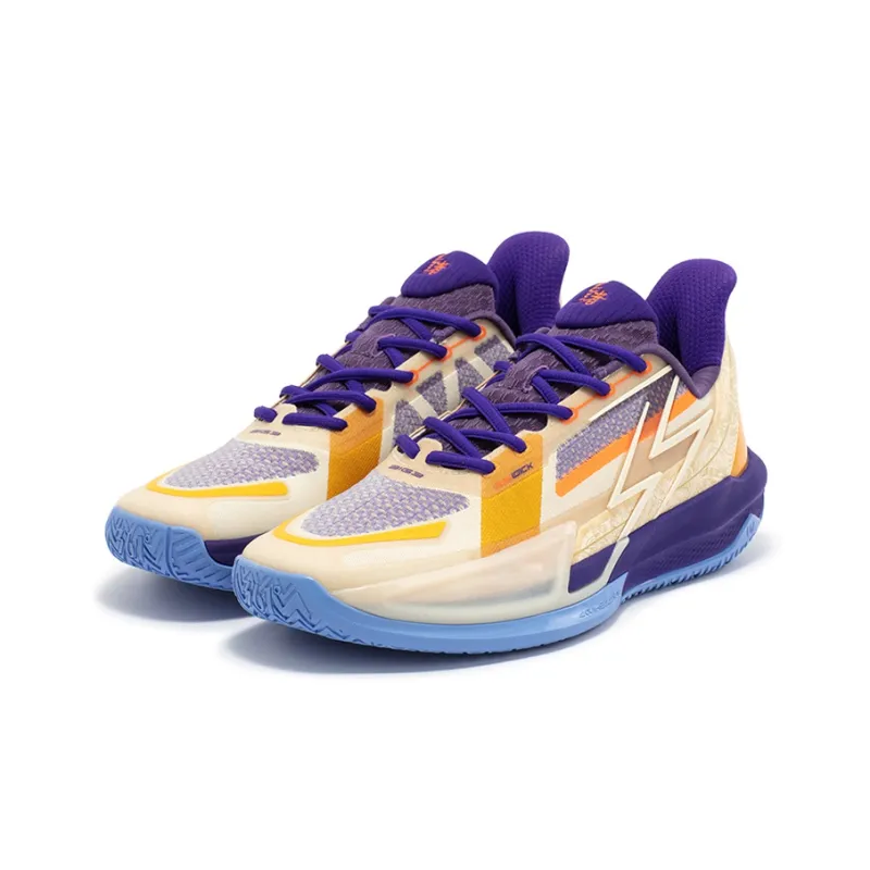 361° Big3 4.0 QUICK Liangzhu Wear-Resistant Breathable Lightweight Rebound Low-Top Basketball Shoes Men's White Purple-2