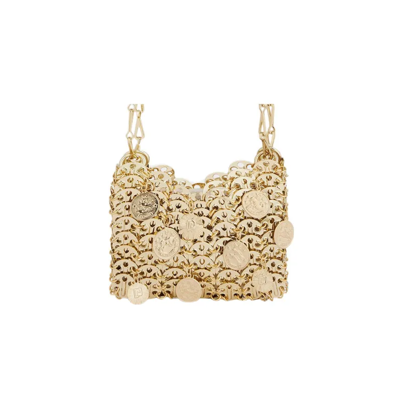 Paco Rabanne Brass Portable Crossbody Bag Shoulder Bag Women's Gold-1