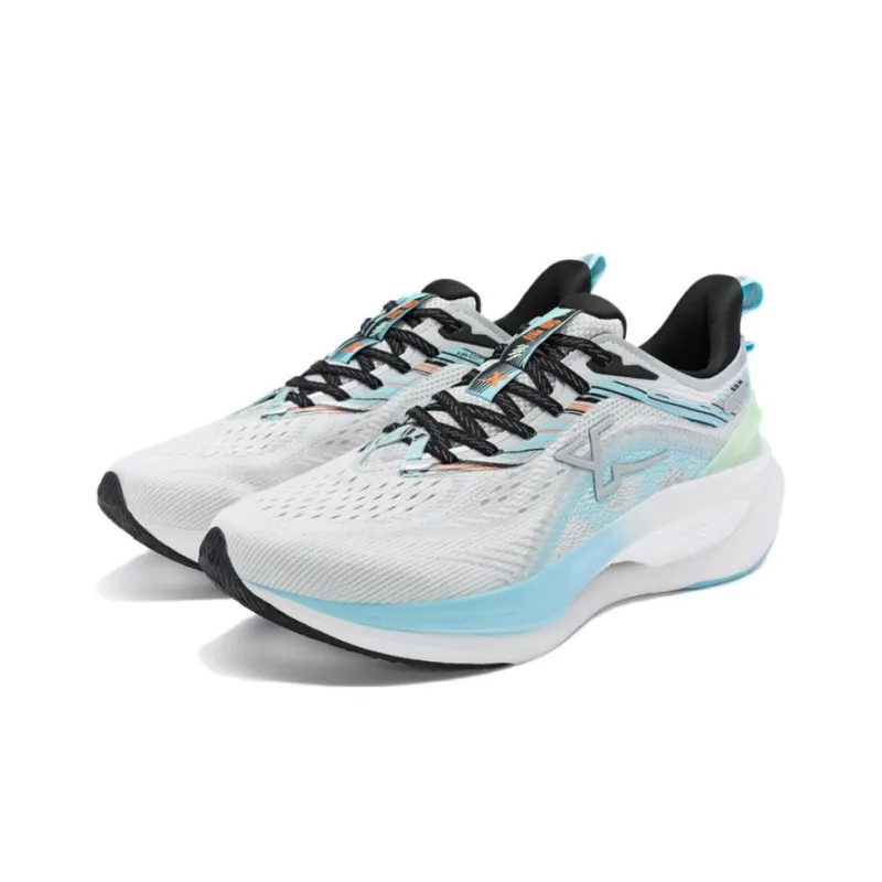 XTEP Speed 4.0 Cushioned Slip Resistant Breathable Low Top Running Shoes Men's White Cyan-2