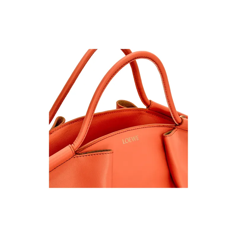 LOEWE Shiny Nappa Cow Leather Dumpling Bag Shoulder Bag Crossbody Bag Handbag Small Size Women's Orange-7