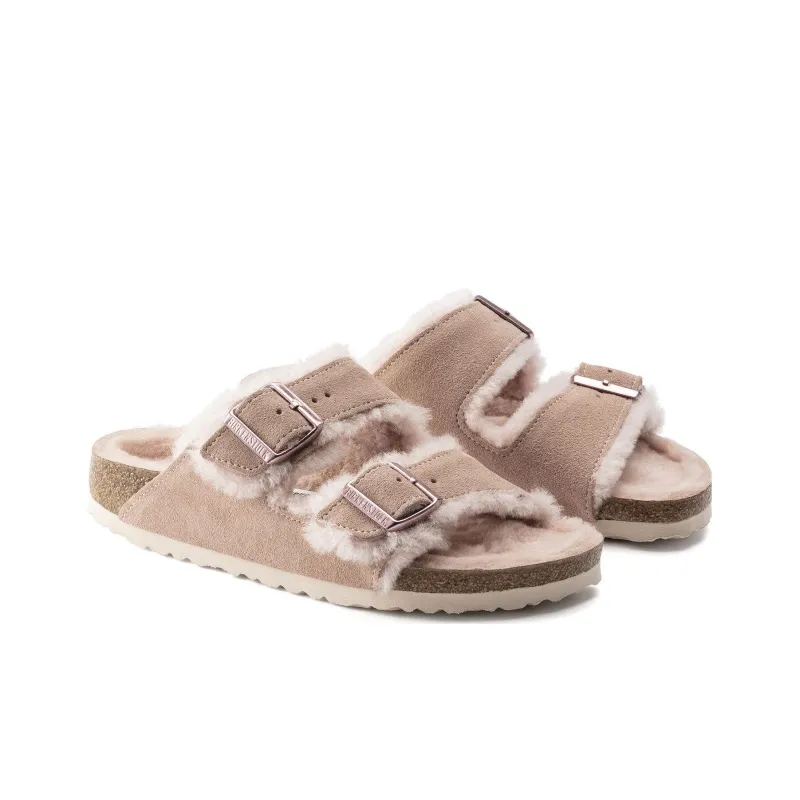 Birkenstock Arizona Shearling Suede Leather Sandals 'Light Rose' Women's-2