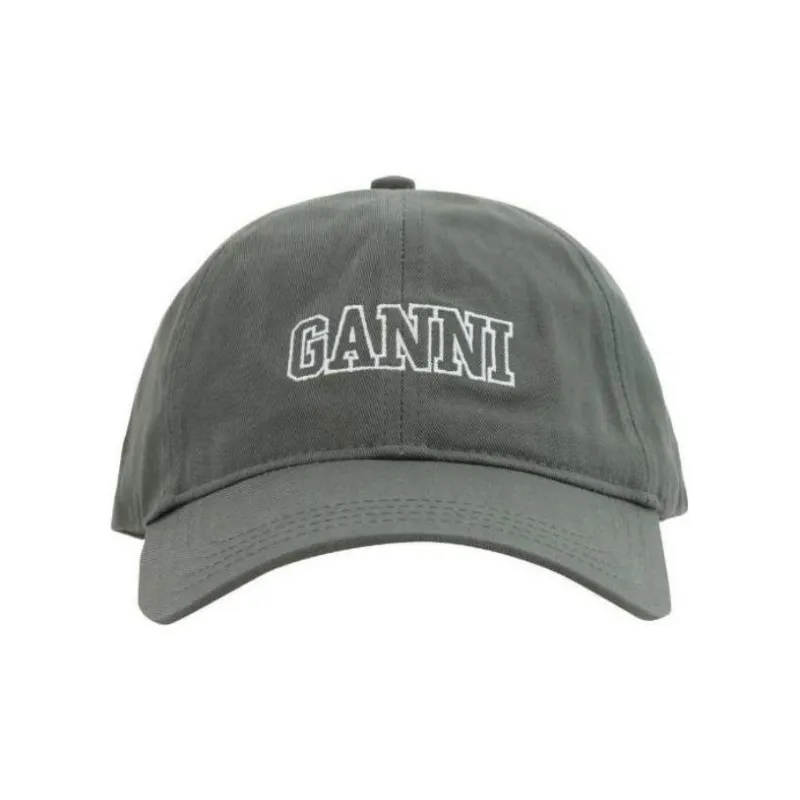 GANNI Logo Embroidered Curved Peak Baseball Cap-0
