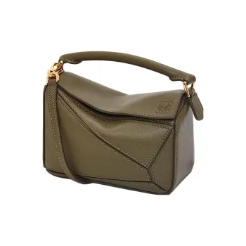 LOEWE Puzzle Cow Leather Geometric Bag Puzzle Bag Handbag Shoulder Bag Crossbody Bag Mini Women's Dark Khaki Green