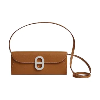 HERMES Epsom Leather Wallet Crossbody Bag Regular Women's 37 Gold Gold Brown