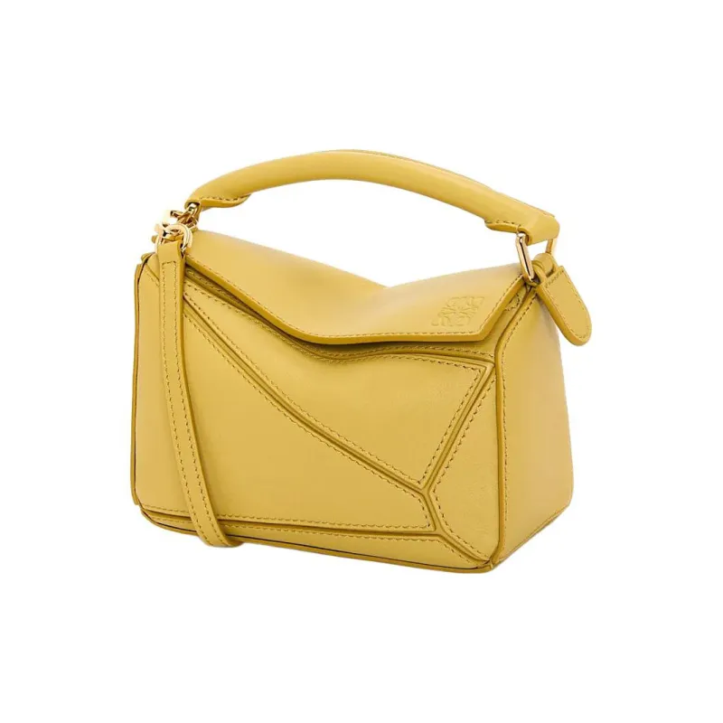 LOEWE Puzzle Cow Leather Geometric Puzzle Bag, Handbag, Shoulder Bag, Crossbody Bag Mini Women's Bright Ochre-0