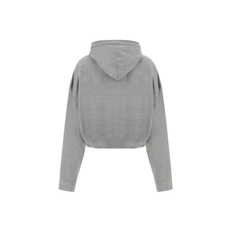 GANNI Logo Embroidered Drawstring Cropped Hoodie-1