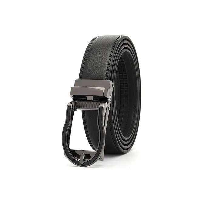 FREE RABBITⅡ Cut Out Buckle Belt With Reverse Pull Automatic Buckle Leather Belts Men's 3.5cm-3