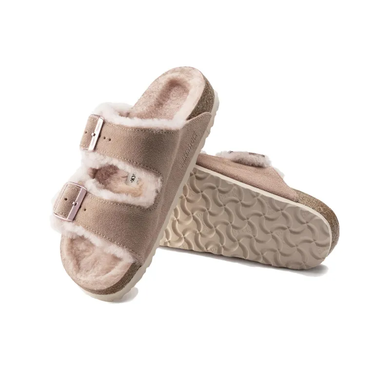 Birkenstock Arizona Shearling Suede Leather Sandals 'Light Rose' Women's-3