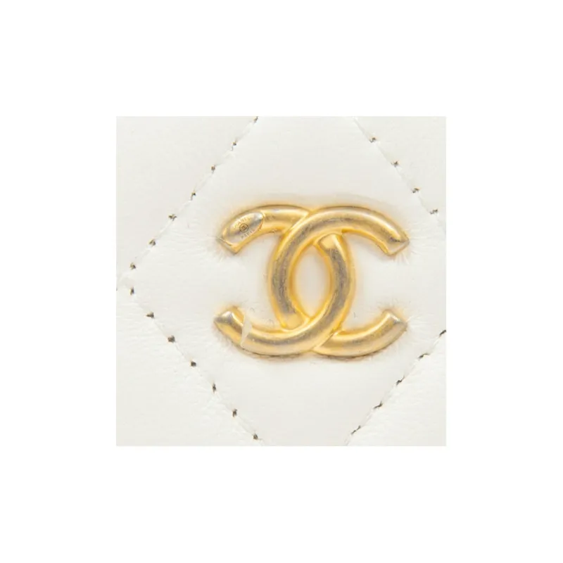 CHANEL Sheepskin Small Round Bag, Shoulder Bag, Crossbody Bag Regular Women's White-4