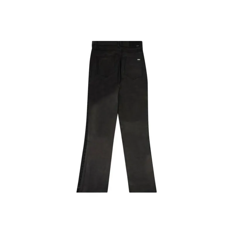 AMIRI Leather Hybrid Cropped Jeans 'Black'-1
