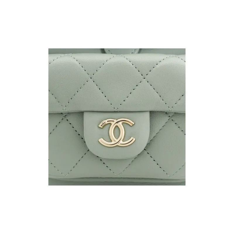 CHANEL Duma Cow Leather Backpack Women's Gray Green-5