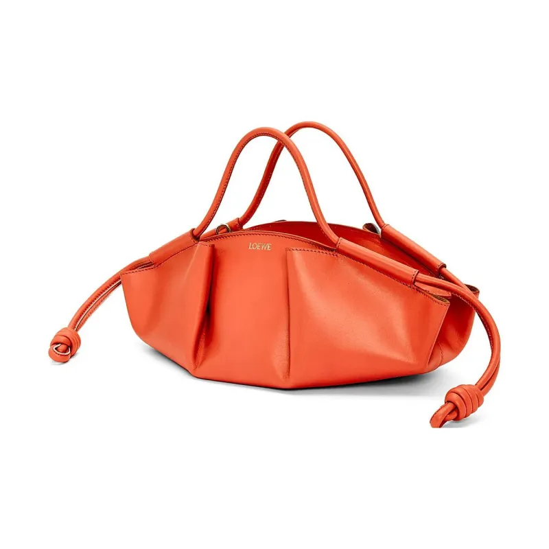 LOEWE Shiny Nappa Cow Leather Dumpling Bag Shoulder Bag Crossbody Bag Handbag Small Size Women's Orange-2