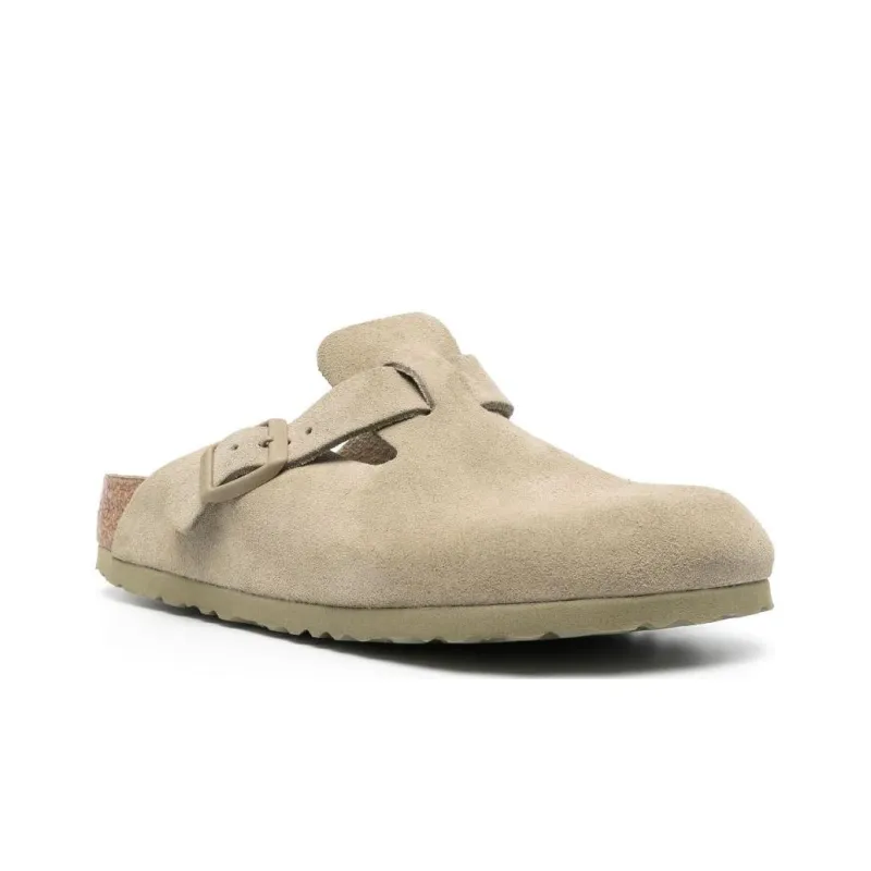 Birkenstock Boston Suede Leather Narrow Fit Sandals 'Faded Khaki'-1