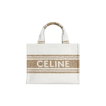 CELINE Cabas Thais Fabric Tote Bag Shopping Bag Handbag Small Size Women's Brown/Beige