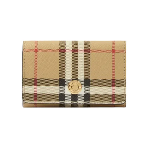 Burberry Vintage Leather Wallet Small Size Women's Archive Beige/Black