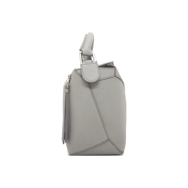 LOEWE Puzzle Soft Grain Cow Leather Shoulder Bag, Crossbody Bag, Handbag Trumpets Women's Pearl Gray-3