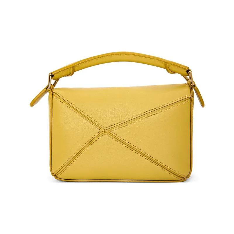 LOEWE Puzzle Cow Leather Geometric Puzzle Bag, Handbag, Shoulder Bag, Crossbody Bag Mini Women's Bright Ochre-3