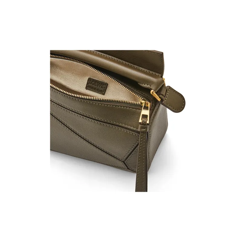 LOEWE Puzzle Cow Leather Geometric Bag Puzzle Bag Handbag Shoulder Bag Crossbody Bag Mini Women's Dark Khaki Green-6