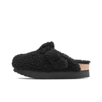 Birkenstock Boston Big Buckle Shearling Teddy Black Women's