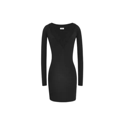 SAINT LAURENT Long-Sleeved Dresses Women's Black