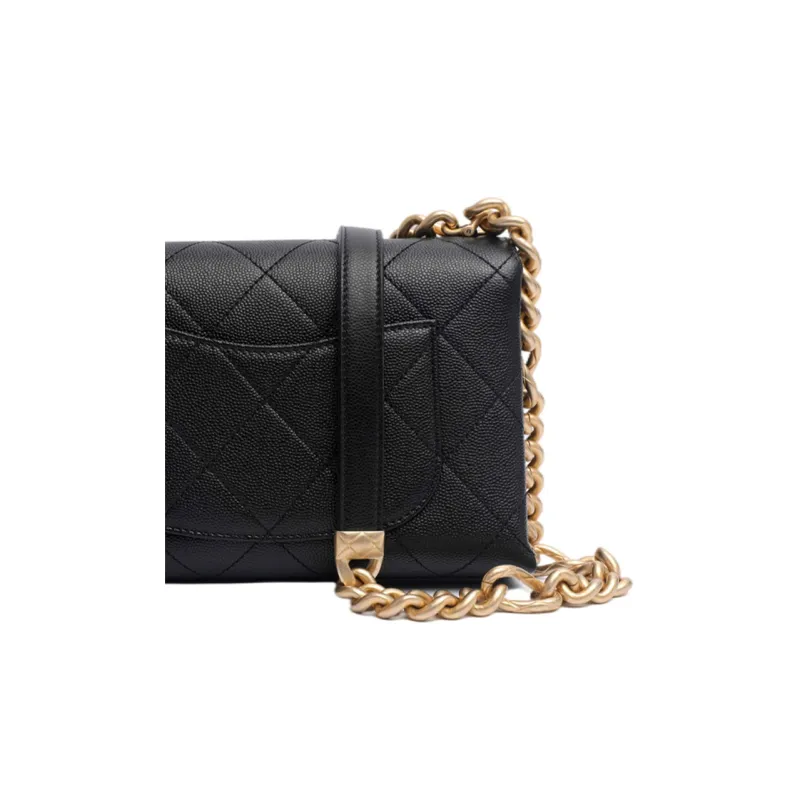 CHANEL Caviar Calfskin Shoulder Bag, Crossbody Bag Women's Black-3
