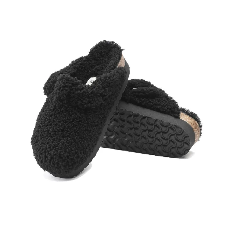 Birkenstock Boston Big Buckle Shearling Teddy Black Women's-4