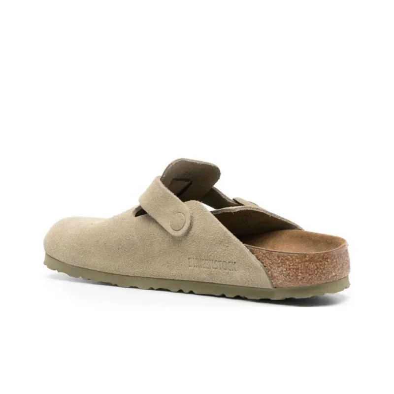 Birkenstock Boston Suede Leather Narrow Fit Sandals 'Faded Khaki'-2