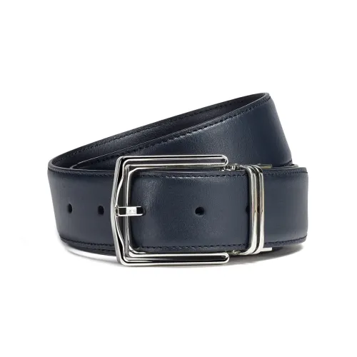 Ermenegildo Zegna Leather Belts Men Marine Blue/Black