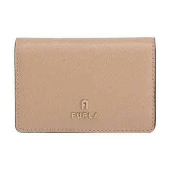 Furla Leather Business Card Holder Wallets Women's Beige