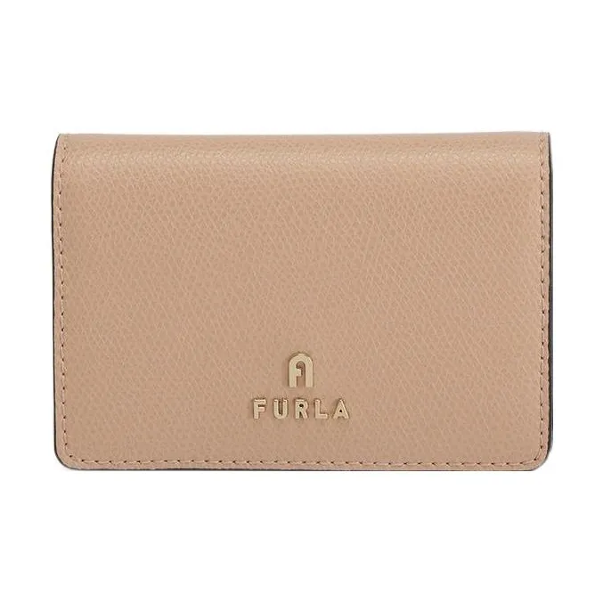 Furla Leather Business Card Holder Wallets Women's Beige-0