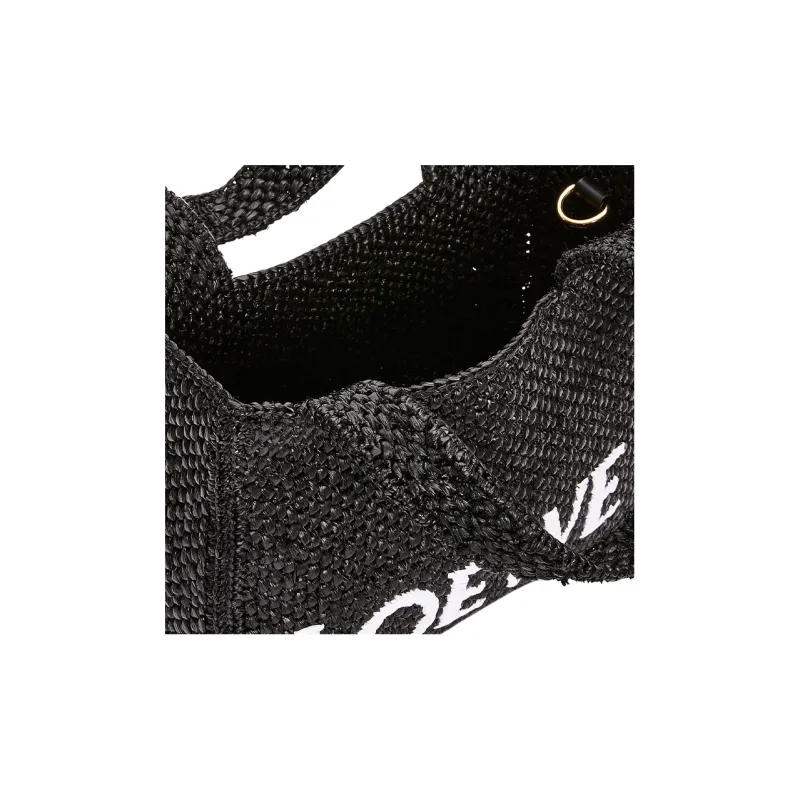 LOEWE Raffia Fiber Tote Bag, Shopping Bag, Shoulder Bag, Crossbody Bag, Handbag Mini Women's Black-5