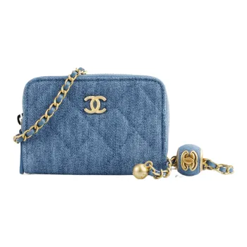 CHANEL 22c Early Spring Denim Shoulder Bag Crossbody Bag Card Holder Coin Purse Mini Unisex Blue