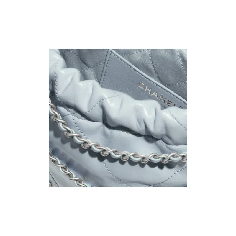 CHANEL 22Bag Bright Calfskin Bucket Bag, Shoulder Bag, Crossbody Bag Mini Women's Cream Blue Baby Blue-3