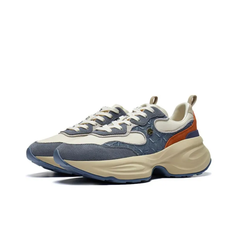 LI NING 1990 Clouds Cushioned Abrasion Resistant Slip Resistant Low Top Running Shoes Women's Gray Tea Red Patchwork-2