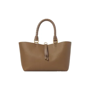 Chloe Marcie Grain Calfskin Tote Bag, Shopping Bag, Shoulder Bag, Handbag Small Size Women's Brown