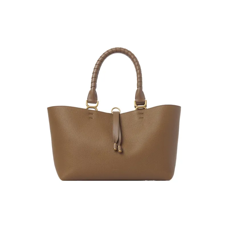 Chloe Marcie Grain Calfskin Tote Bag, Shopping Bag, Shoulder Bag, Handbag Small Size Women's Brown-0
