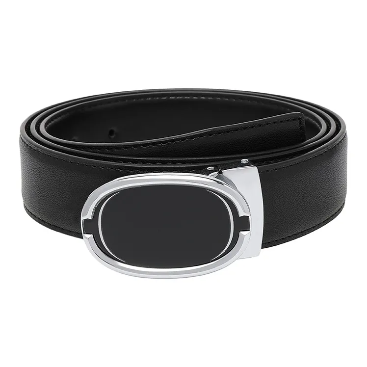 FREE RABBITⅡ Oval Genuine Leather Automatic Buckle Leather Belts Men's 3.5cm-1
