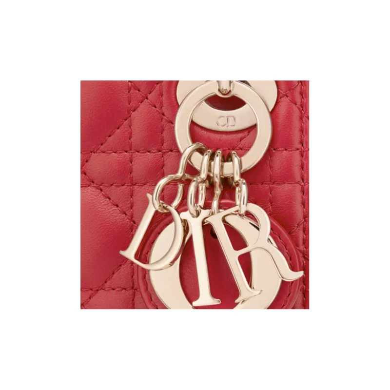 DIOR Lady Dior Sheepskin Dior Bag Shoulder Bag Crossbody Bag Handbag Extra Mini Women's Red-4