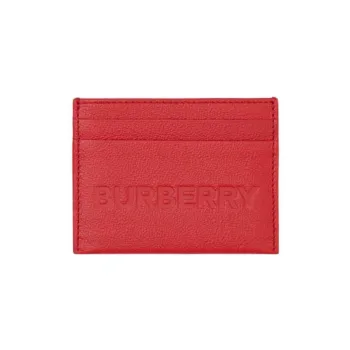 Burberry Grained Leather Card Clip Card Holder Women's Red