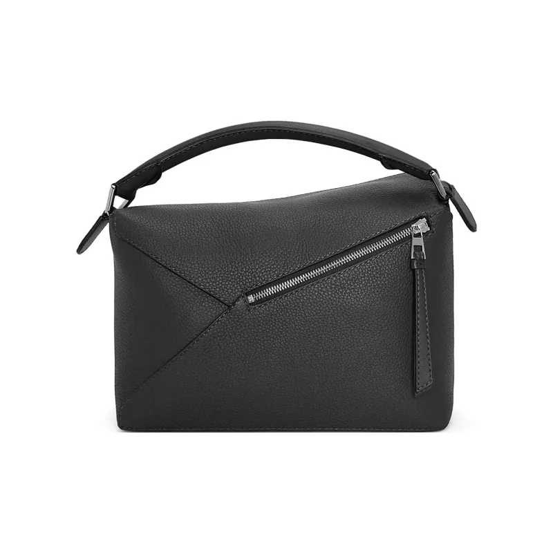 LOEWE Puzzle Grained Calfskin Handbag, Shoulder Bag, Crossbody Bag Regular Men's Black-4