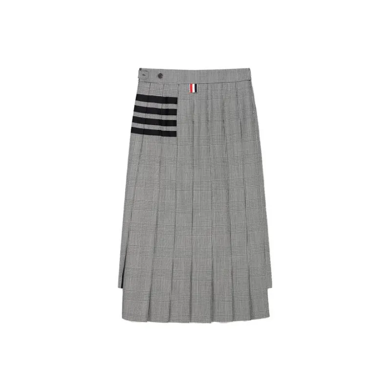 THOM BROWNE Casual Long Skirts Women's Black/White-1