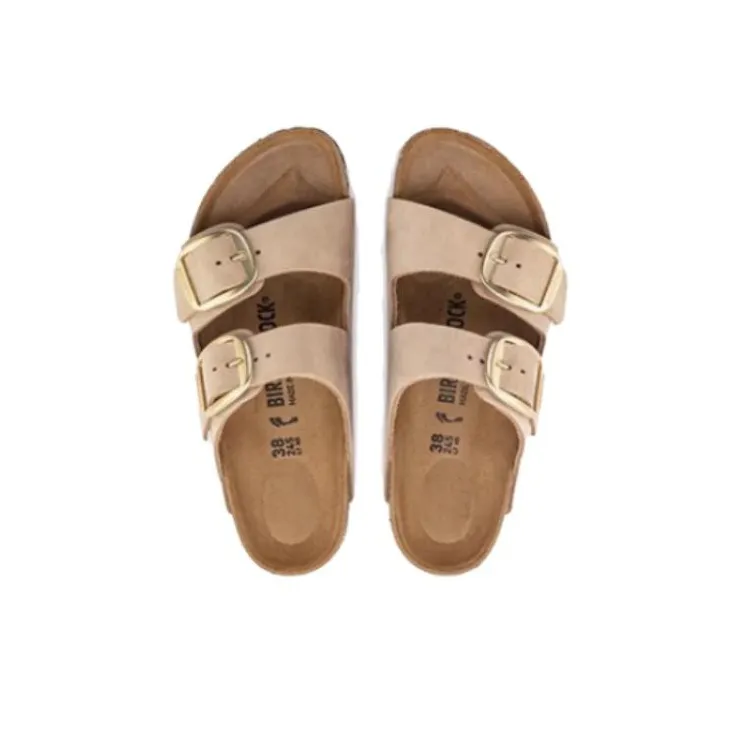 Birkenstock Arizona Big Buckle Nubuck Leather Narrow Fit Sandals 'Sandcastle' Women's-3