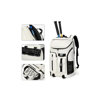 GOLF Synthetic Leather 15.6-Inch Laptop Bag Student Backpack Large Size Unisex White/Black
