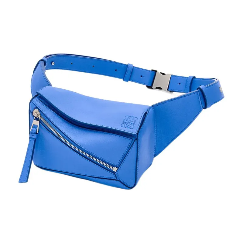 LOEWE Puzzle Cow Leather Fanny Pack Mini Women's Blue-2